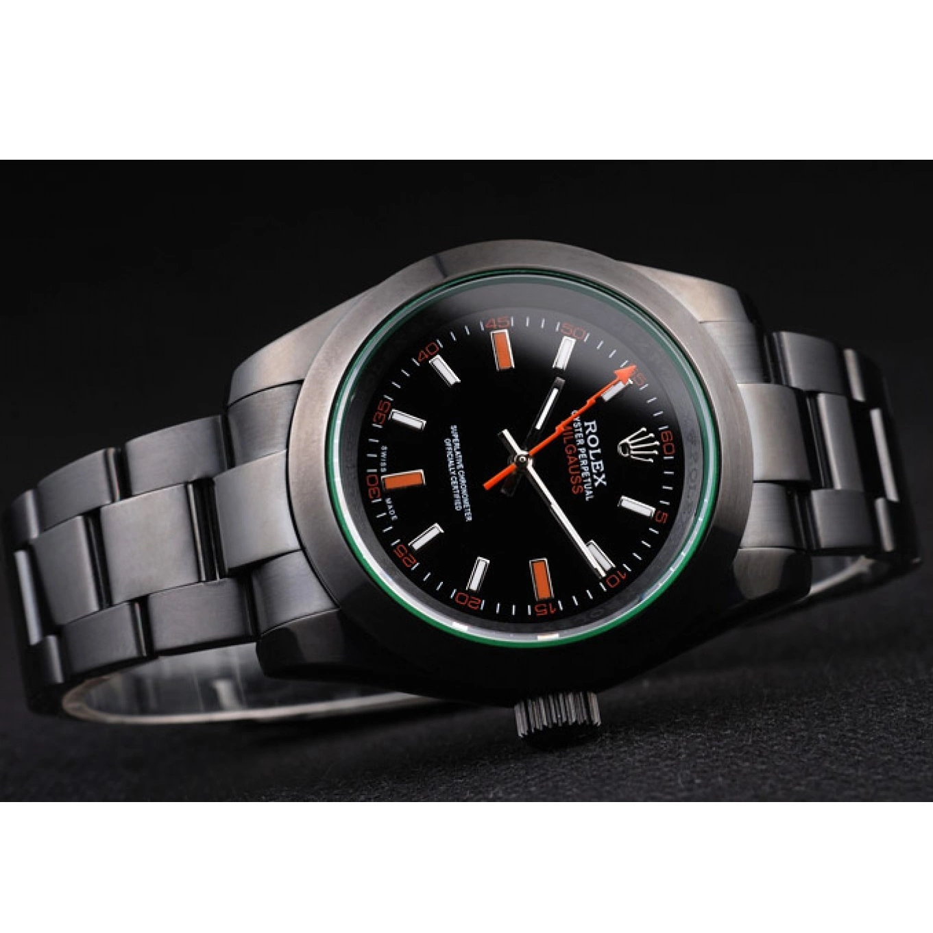 Aaa replica watch Green Pro-Hunter Milgauss Saphire Rolex Dial Tinted Black 0519